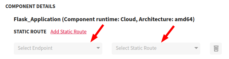 Select endpoint static route pair